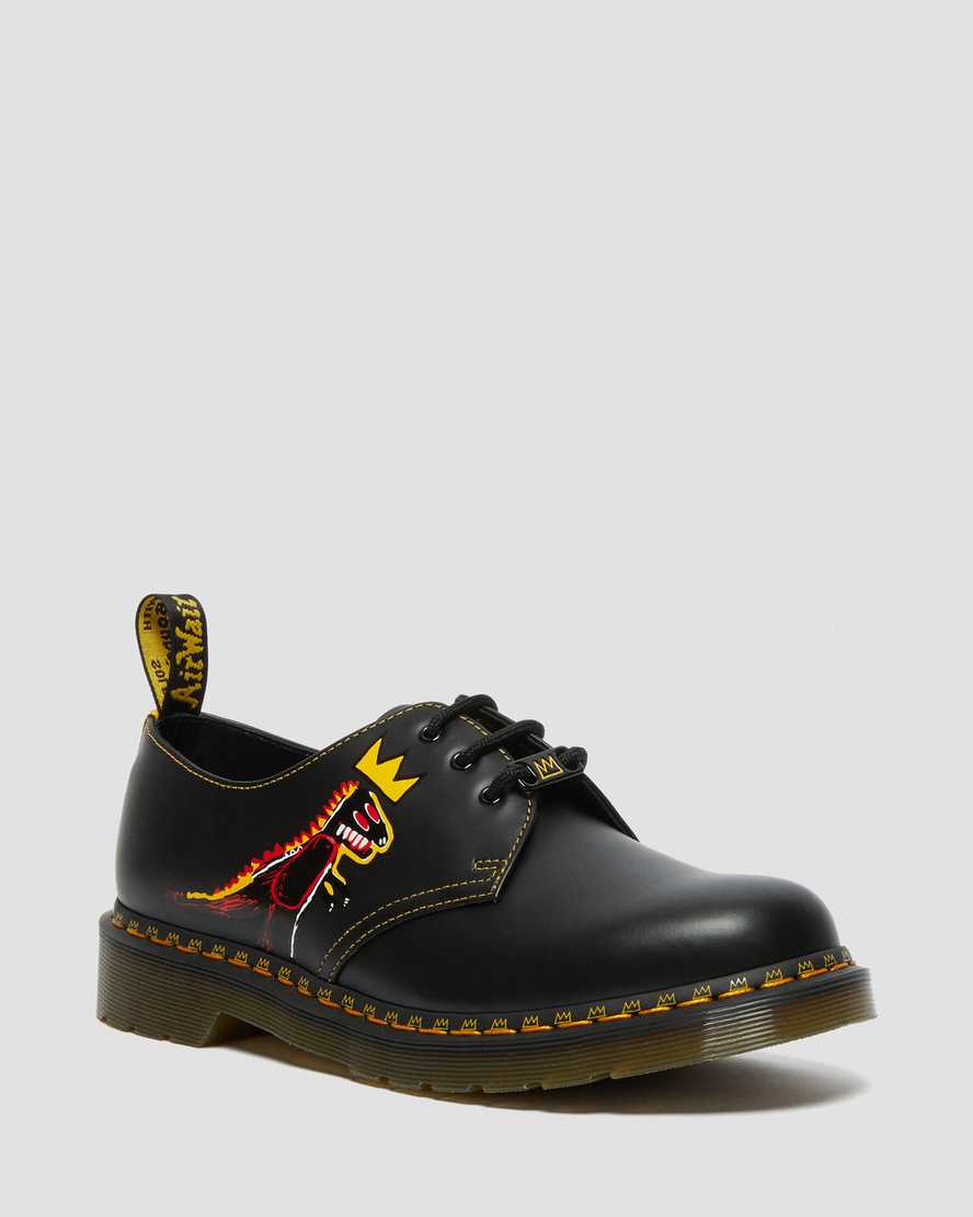 Dr. Martens 1461 Basquiat Deri Erkek Oxford Ayakkabı - Ayakkabı Siyah/Sarı |HSTPJ3684|